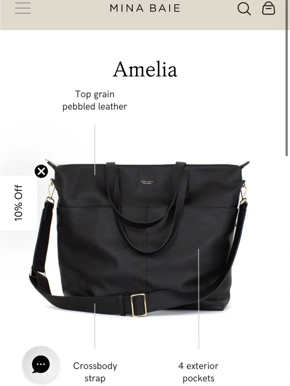 Mina Baie Amelia Full Women's Brown diaper Bag with Gold Hardware
